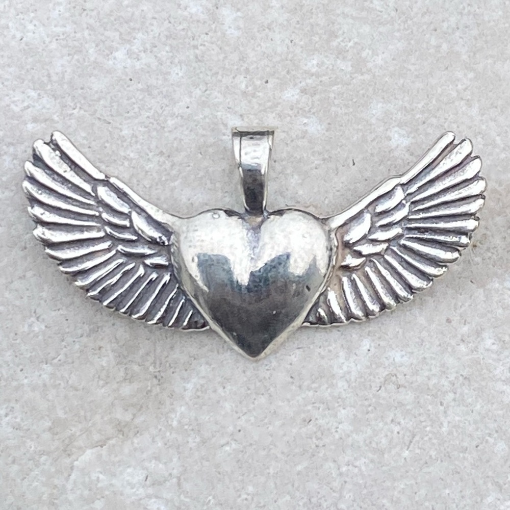 Winged Heart Pendant .925 Sterling Silver made in USA Doorway to the Soul - Picture 2 of 13
